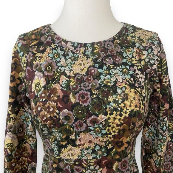 Zara Trafaluc Tapestry Long Sleeve Floral Twiggy Mini Dress Size S *Runs small** - Picture 5 of 11
